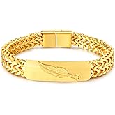 Solid 18K gold men's and women's bracelet, Miami Cuban chain bracelet, Free Feather, Valentine's Day/Birthday/Christmas gift box