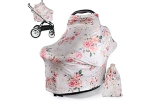 DSYJ Nursing Covers for Breastfeeding Poncho Cover, Soft & Breathable Fabric, 360° Full Privacy Universal Fit Multi Use 8-in-1 for Baby Car Seat Cocoon Feeding Canopy White