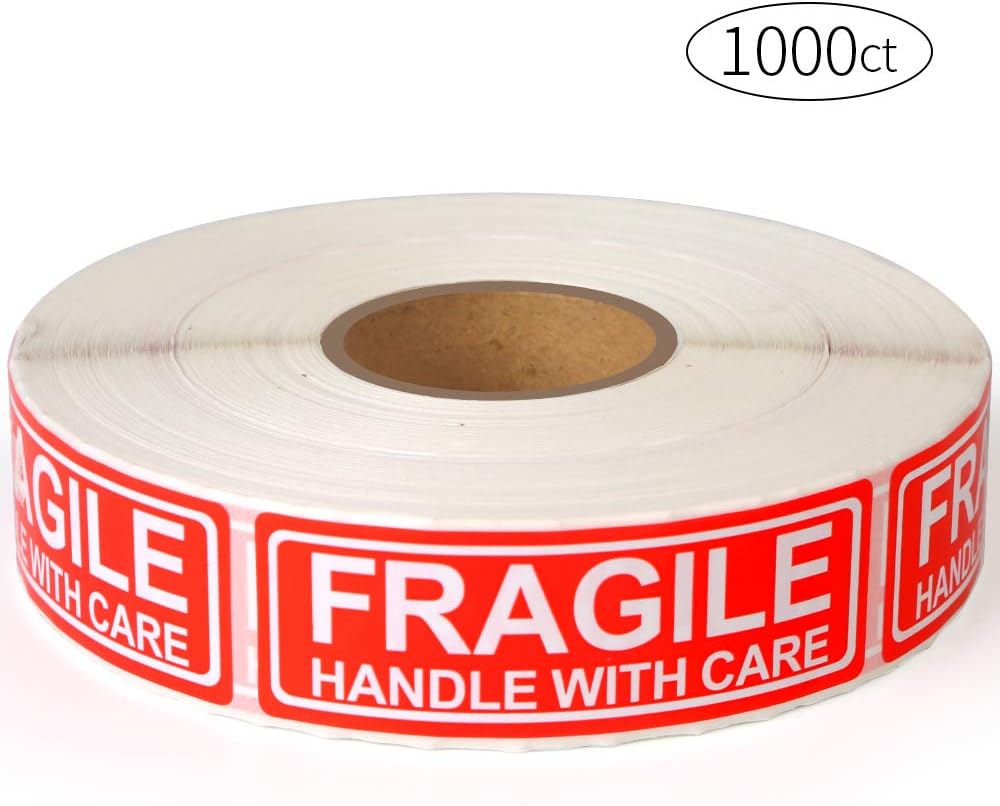 Fragile 1"x3" Handle with Care Shipping Stickers, 1000 Labels Per Roll : Office Products