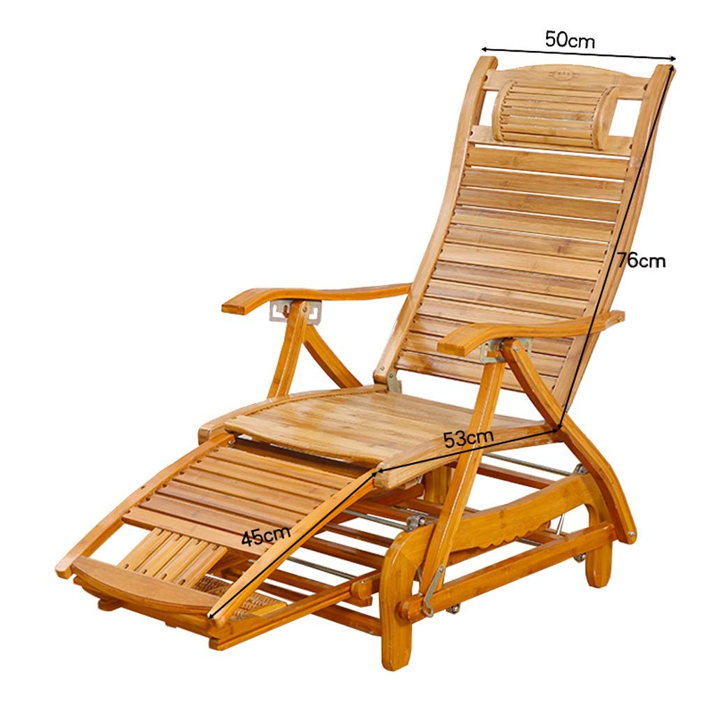 Folding Rocking Chair Deck Chair Bamboo Chair Pregnant Woman Recliner Chairs Bedroom Living Room Rest Chair Sun Lounger Lakeside Leisure Chair (Color : A)
