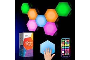 HEXlights Sensory Lights for Kids - 7pk Touch Hexagon Lights, Remote Controlled Tap Tap Wall Lights for Sensory Rooms - Calmi