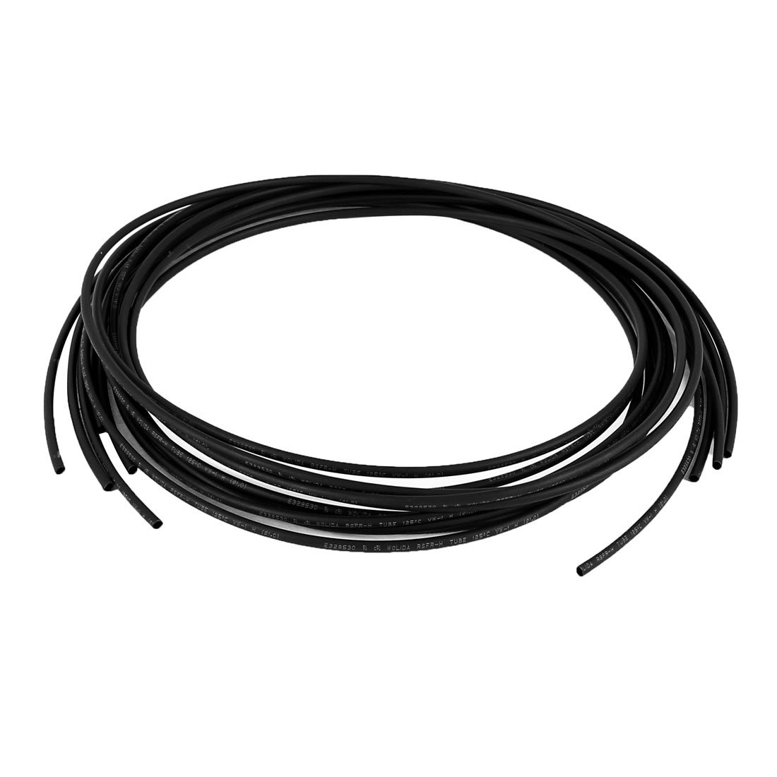 Sourcingmap 5 Pcs 3Ft 1mm Dia 2mm Flat Width Heat Shrinkable Shrinking Tube Wire Sleeve Black