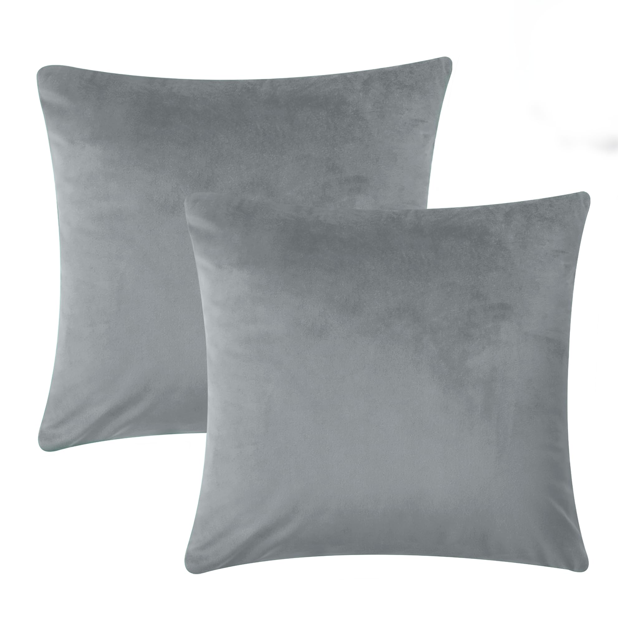 Imperial Rooms Cushion Covers 45 x 45 cm Pack of 2 Square Throw Velvet Pillow Cases Bedroom Decor Cushion for Sofa Living Room Car (Grey, 18 x 18 Inch)