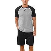 NITAGUT Mens Pajama Set Summer 2 Piece Loungewear Short Sleeve Pjs Sleepwear with Pockets Soft Comfy Nightwear