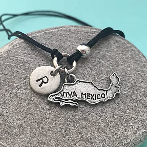 Mexico cord bracelet, Mexico charm bracelet, adjustable