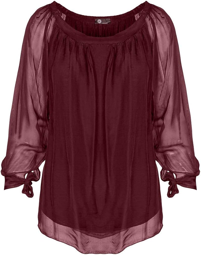 M Made in Italy Womens Silk Blouse with Long Sleeves Blouse Amazon.ca