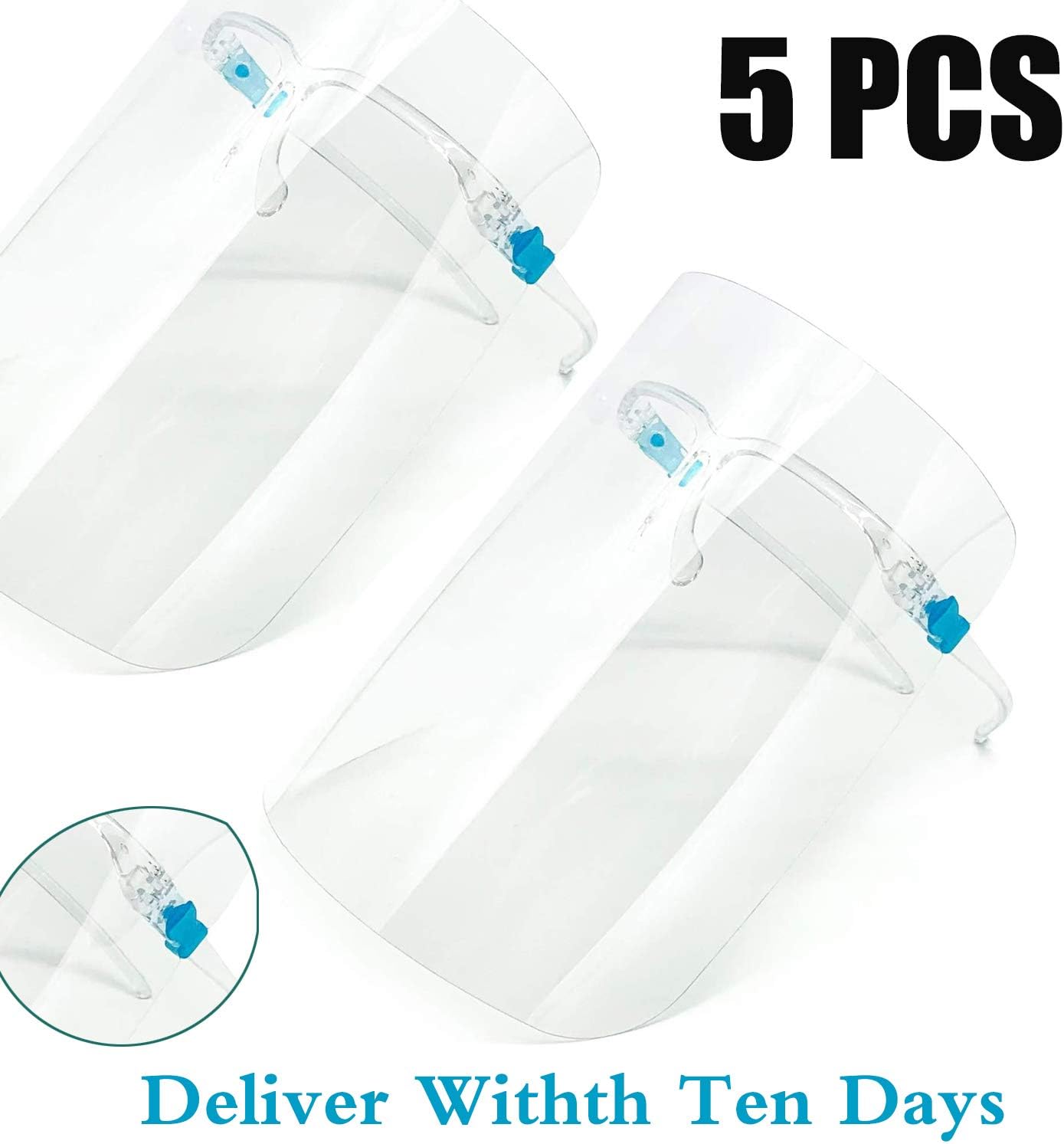Face Shield Protect Eyes and Full Goggle- Full Face Reusable Plastic goggle Shield Safety Protection Visor Anti Saliva for Men and Women (5PCS, Transparent)