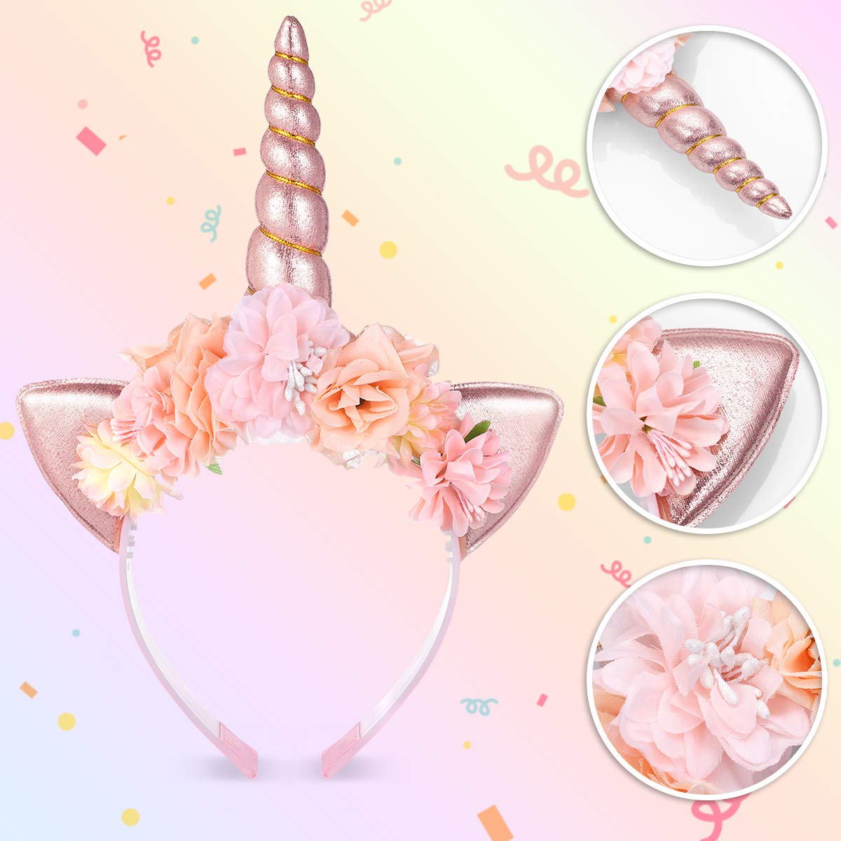 NICEAUTY Unicorn Headband for Girls 【2020 NEWEST】 with Wig Clip, Halloween Headbands for Women, Unicorn Party Favors, Unicorn Birthday Decorations : Beauty