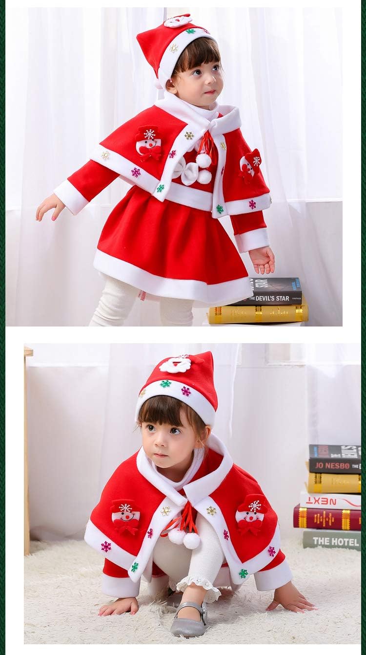Amazon Co Jp Horara サンタ コスプレ ベビー キッズ クリスマス コスプレ衣装 子供 マント付き 帽子 ワンピースセット 女の子 3点セット 1cm ベビー マタニティ