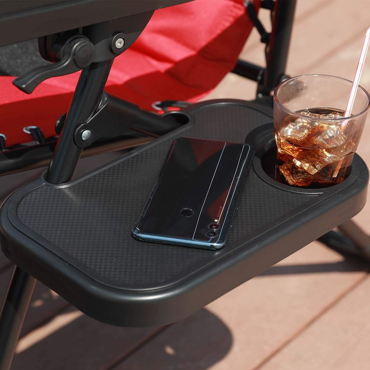 GOLDSUN Oversized Padded Zero Gravity Reclining Chair Adjustable Patio Lounge Chair with Cup Holder for Outdoor Beach Porch,Swimming Pool (Red): Furniture & Decor
