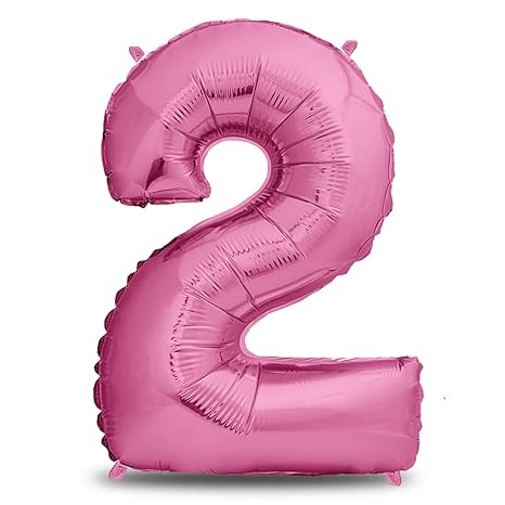 XXL Folien-Luftballon 2 Pink | Riesen Zahlen-Luftballon | 40' 101cm | Perfekte Geburtstagsdeko Rosa | Fliegt mit Helium