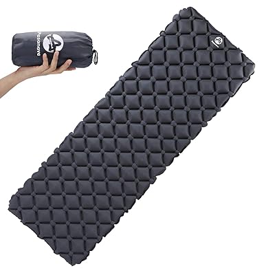 Pasanava Gray Large Size 77 In Camping Sleeping Pad with Eye Mask, Ultralight Inflatable Compact Sleeping Air Mat Comfortable For Hiking Backpacking other Outdoor Activitys