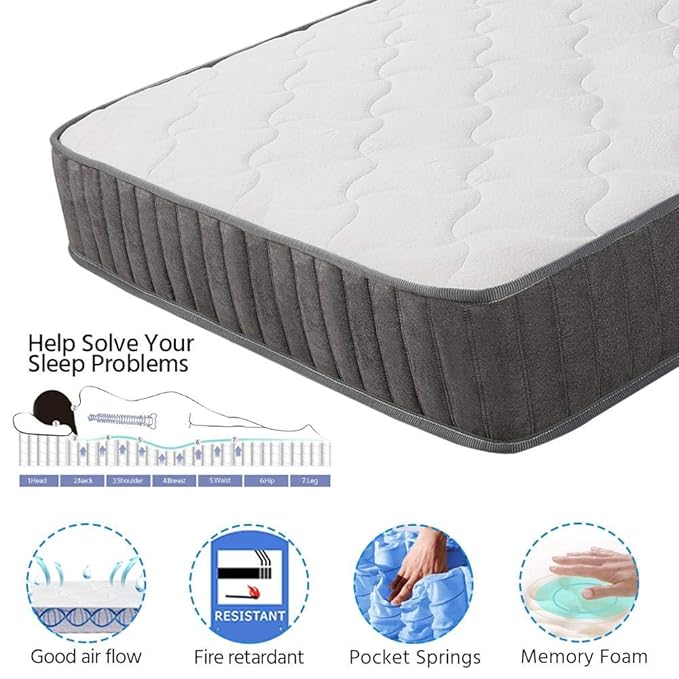 Yaheetech Double Mattress 4FT6 Tencel Fabric Orthopaedic Pocket Sprung