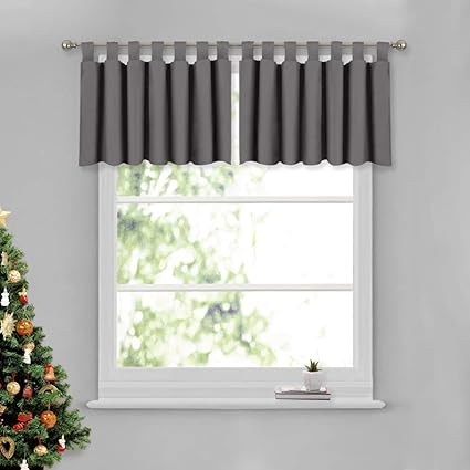 Nicetown Bedroom Blackout Window Curtain Valances Home Decoration 52 Inch By 18 Inch Tab Top Tiers For Basement Grey 2 Panels
