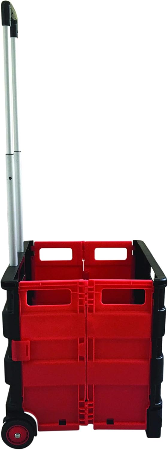 SECO Square Handle Large Foldable Plastic Trolley Cart - Black (ZY-LC-BKNEW)) : Office Products