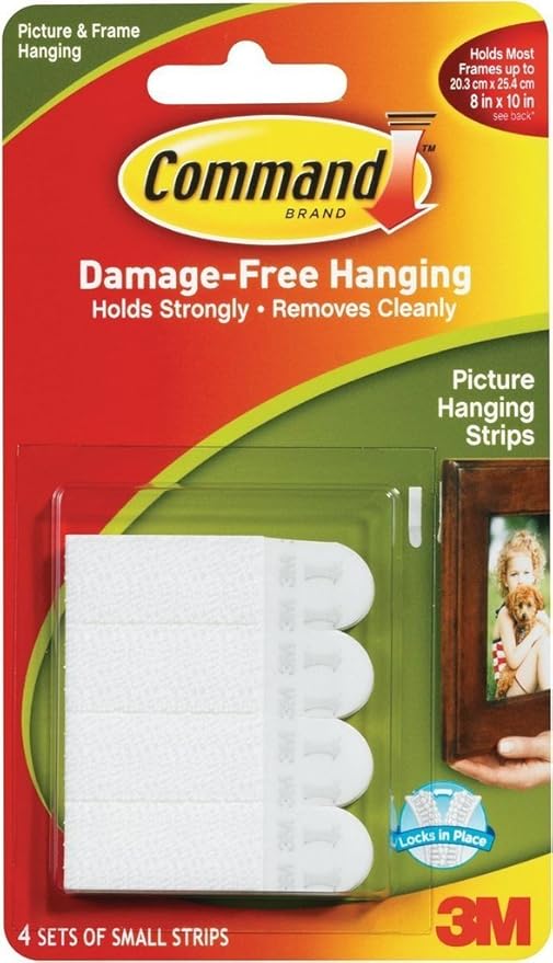 3M Picture Hanging Strips, White, Small 4 Sets per Pack Amazon.in