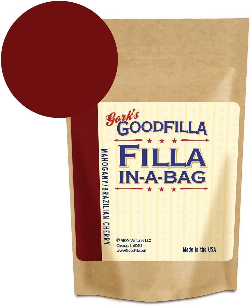 Wood & Grain Filler Powder- Innovative Formula - Filla-in-A-Bag - Mahogany - 4 oz by Goodfilla | Repairs, Finishes & Patches | Paintable, Stainable, Sandable & Quick Drying | Zero Waste