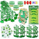 Kiddokids 144 St. Patrick’s Day Party Favor Saint Patricks Day Irish Shamrock Glasses Necklaces