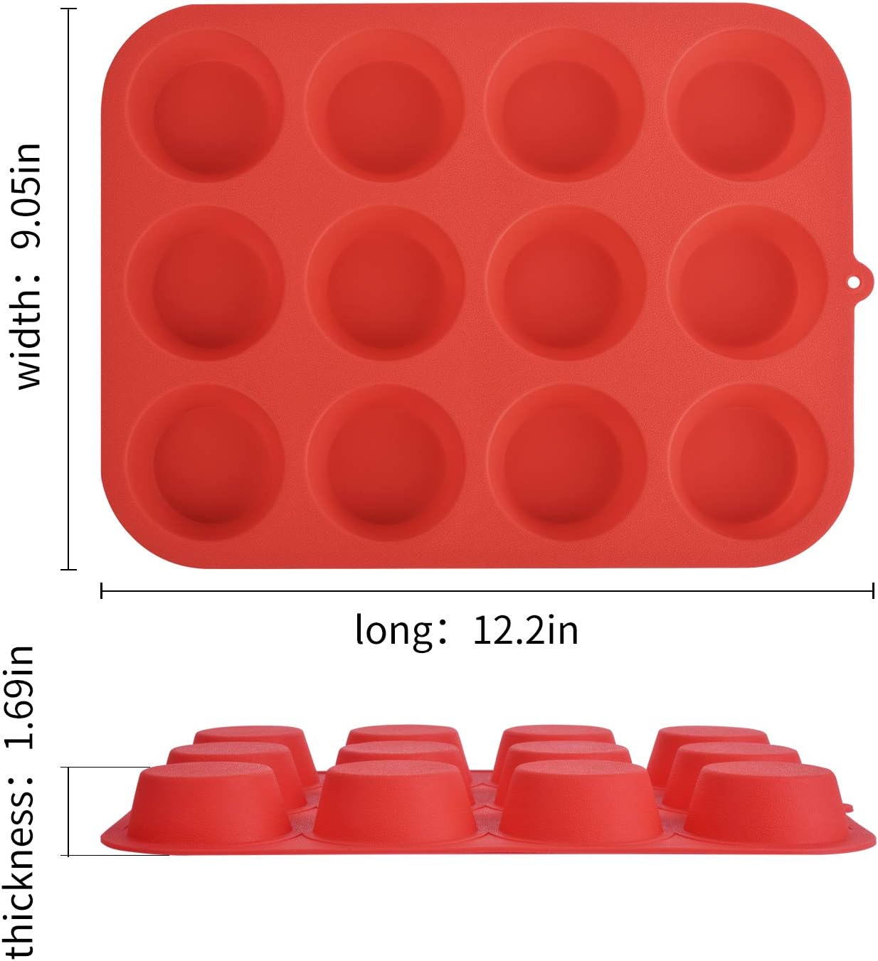 Zuvo Silicon Muffin Tray 12 Cups - Non Stick Baking Trays for Cupcakes & Brownies - (23x31cm) Red Baking Moulds for Muffin - Image 3