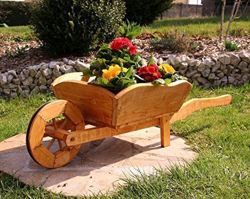 Pflanzschubkarre Blumenkarre Pflanzgefäß aus Holz (Typ 1 klein)