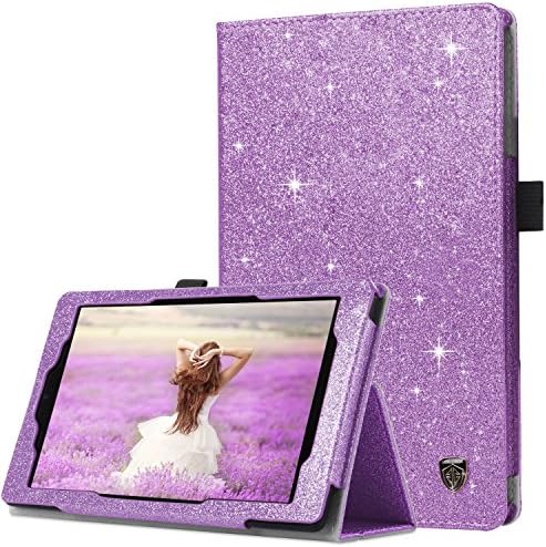 BENTOBEN Case for Fire HD 8 2017 Version -Bling Sparkly Folio Folding Stand Cover with Stylus Holder & Auto Wake/Sleep Luxury Glitter Shiny Smart Case for Fire HD 8 (2017 Release) , Purple