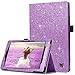 BENTOBEN Amazon Fire HD 8 Case (2018/2017/2016 Released,8th/7th/6th Generation),Kickstand Glitter Sparkly Folio Folding Cover with Stylus Holder & Auto Wake/Sleep Protective Case for Fire HD 8,Purple