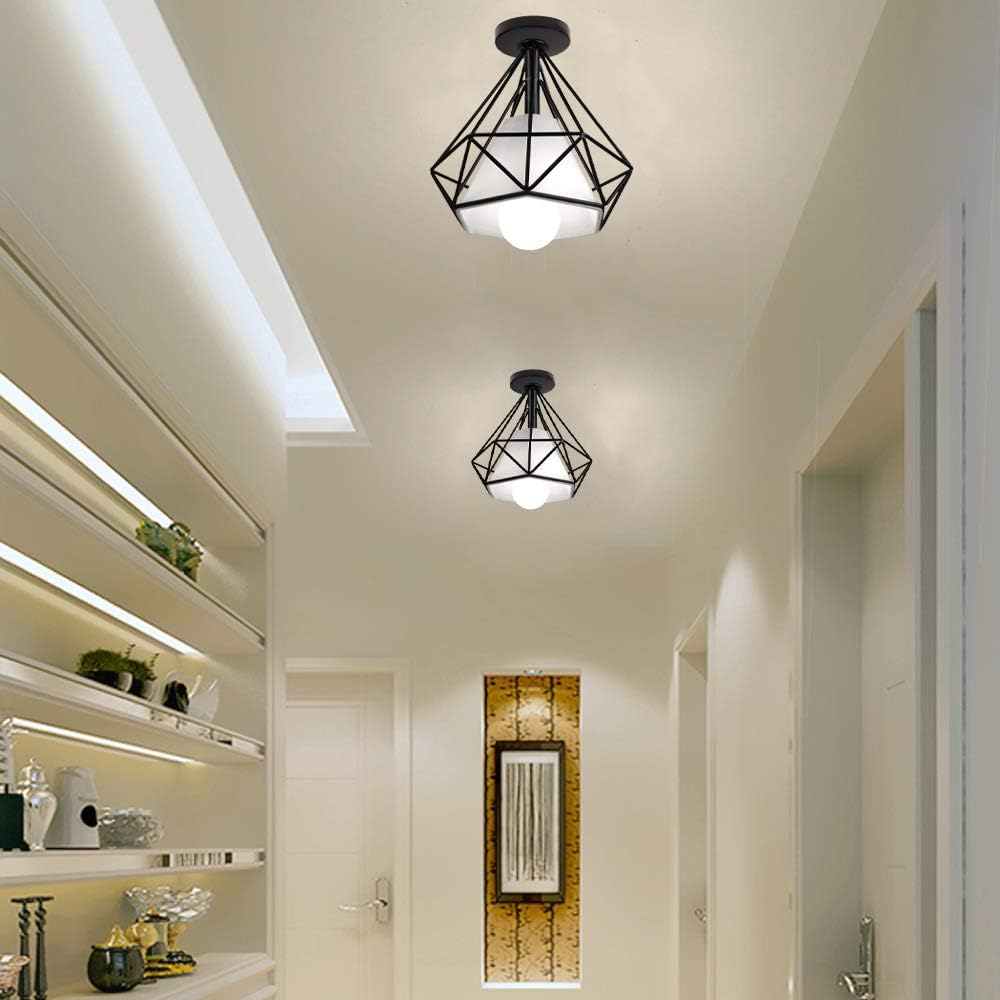 2 Pcs Lámpara de Techo Industrial Vintage ⌀200mm Simple Plafón Diamante