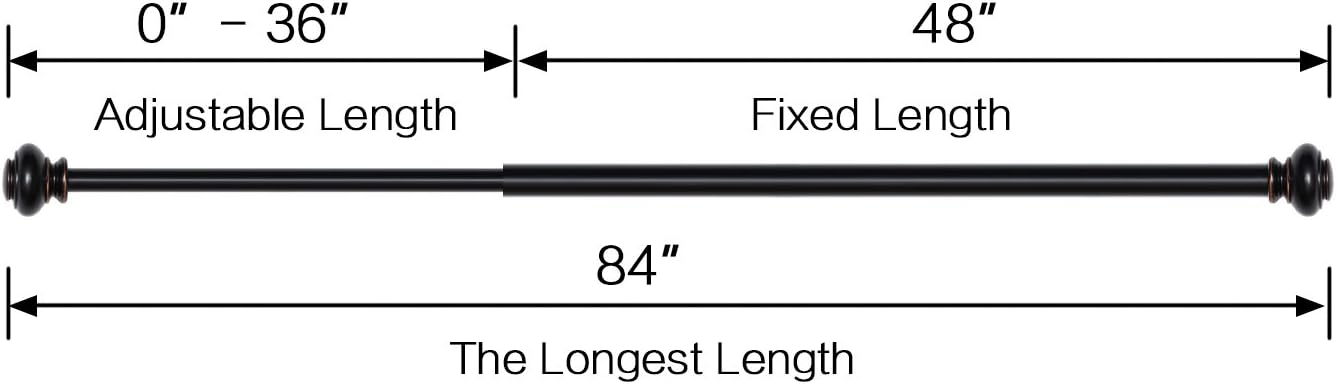 Window Curtain Rod for Windows 48 to 84 With Classic Urn Window Treatment Hardware, 3/4 - Inch Diamter Drapery Rod Set - 2 Pack, Black Curtain Rod with Bronze: Home & Kitchen