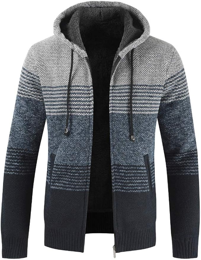 Gebreide Trui H&m Heren Gebreid Vest Hoodie Volle Rits Grof
