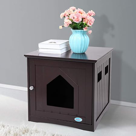 Amazon Com Coziwow Decorative Hidden Litter Box Enclosure Cat Litter Box Furniture Hidden Enclosed Cat House Cabinet Covered Dog Proof Cat Feeding Station Pet Supplies
