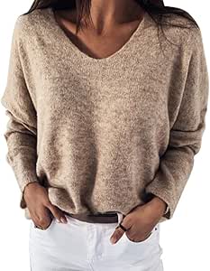 guazhong Suéter de Punto con Cuello en V Ahuecado Sexy para Mujer Tops
