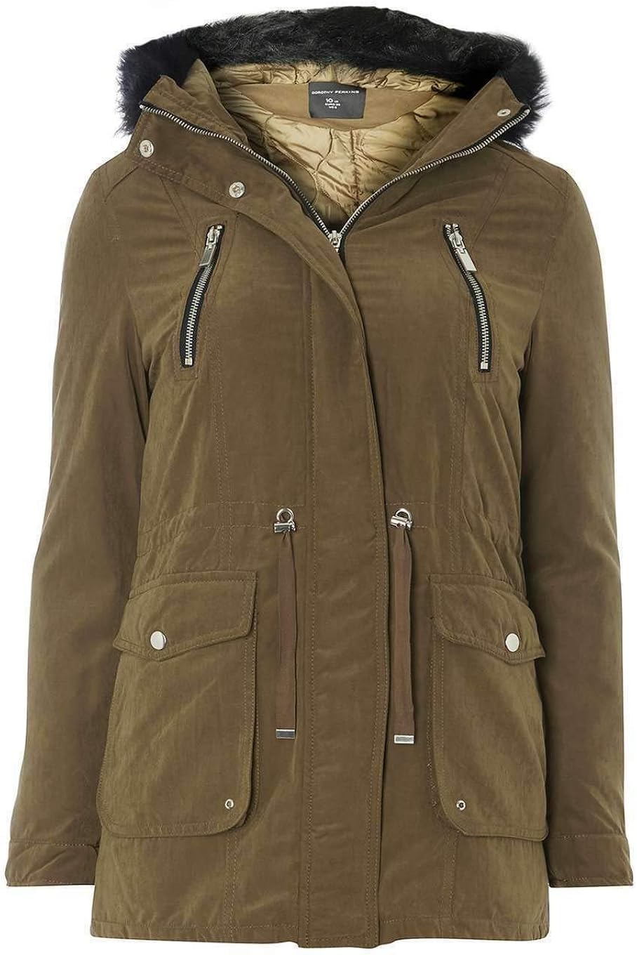 Womens Ex Dorothy Perkins Fur Trim Parka Coat Ladies Hooded Lined