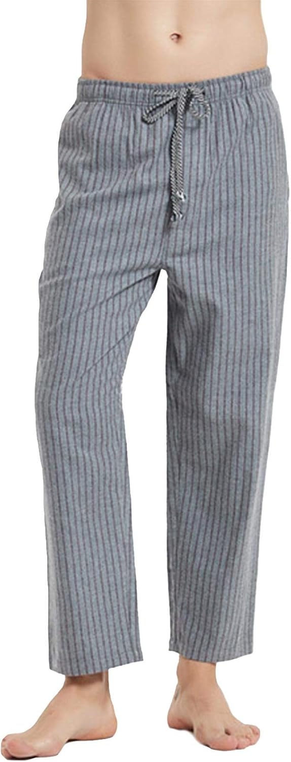 Mens Cotton Pajama Bottoms Sleepwear Soft Plaid Lounge Wear Pants