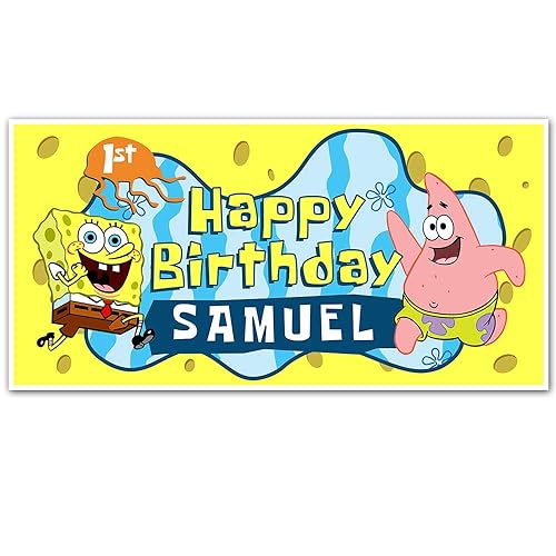 Amazon Com Spongebob Birthday Banner Personalized Birthday Banner
