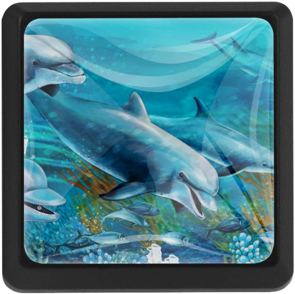 The Underwater Dolphins tirador de cajón tirador de cristal forma