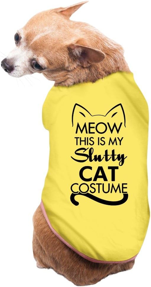 Slutty Cat Feline Meow Halloween Costume Dog Sweater Yellow Pet Clothing