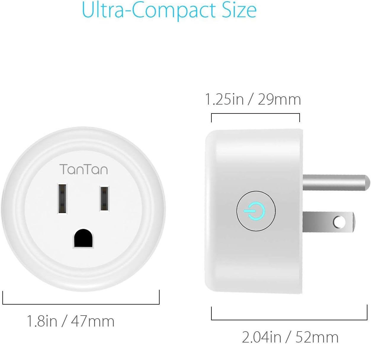 Smart Plug Work with Alexa and Google Home, TanTan WiFi Outlet Mini Socket Remote Control Only Supports 2.4GHz Network, ETL and FCC Listed 2 Packs - - 