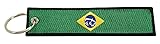 Brazil Flag Key Chain, 100% Embroidered