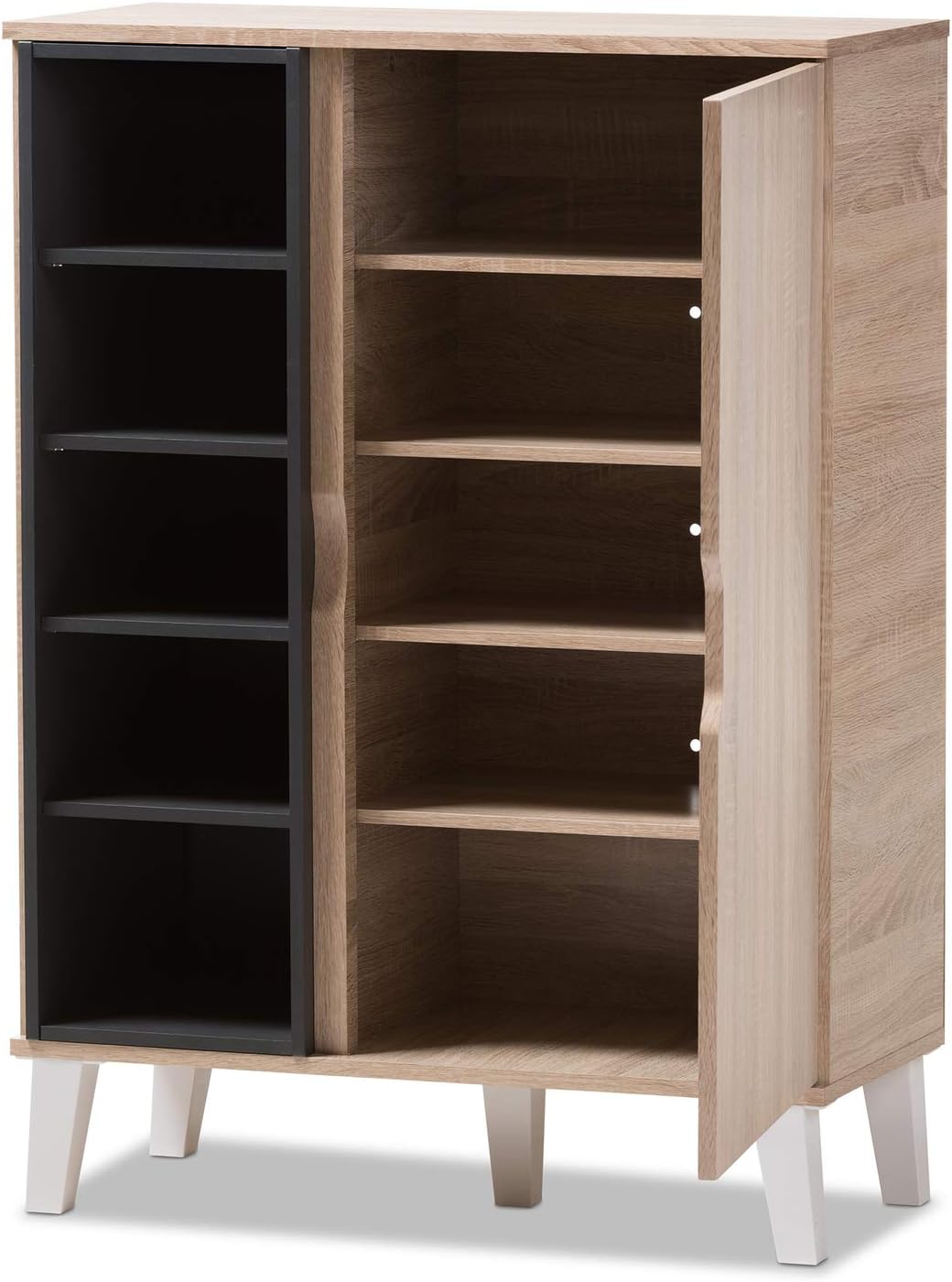 baxton studio shoe cabinet on Amazon Com Baxton Studio Adelina Mid Century Modern 1 Door Oak And Grey Wood Shoe Cabinet Home Kitchen
