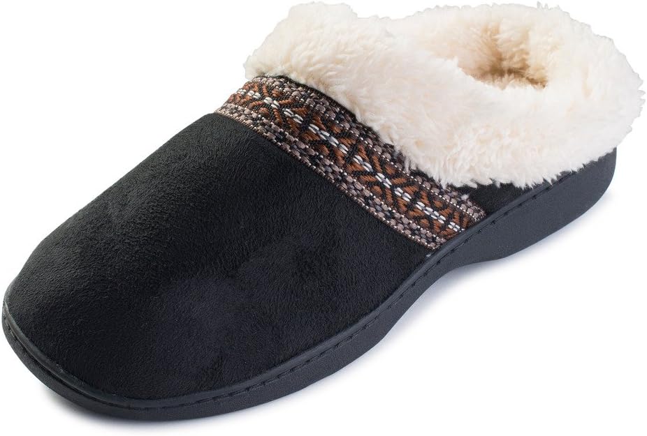 Beverly Rock Womens Native American Embroidered Fleece Lined Clog Slippers