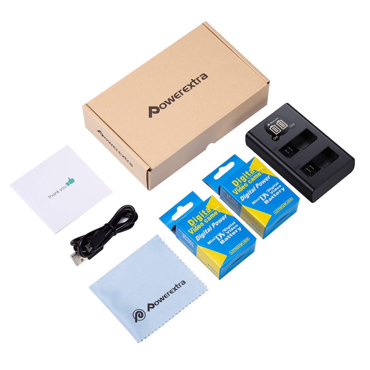 Powerextra 2 X LP-E5 Replacement Battery and Dual LCD Battery Charger Compatible with Canon EOS Rebel XS, Rebel T1i, Rebel XSi, 1000D, 500D, 450D, Kiss X3, Kiss X2, Kiss F