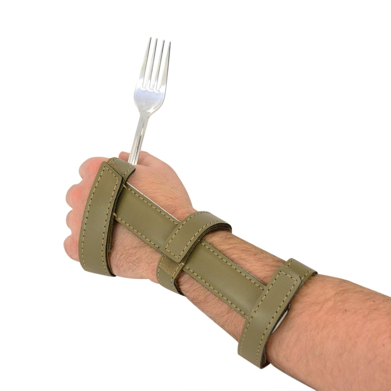 Sammons Preston Economy Wrist Support with Utensil Holder Pocket for Left Hand, Leather Covered Metal Wrist Splint & Kitchen Aid for Carpal Tunnel & Hand Injuries, Stabilize Left Wrists, Large 3.5": Industrial & Scientific