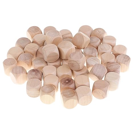 Baoblaze 50er-Set 20mm Holzwürfel D6 Sechsseitig, DIY Blanko Würfel