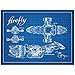Inked and Screened SP_SYFI_SerenityBP_BG_24_W Sci-Fi and Fantasy Firefly Serenity Blueprint Print, Blue Grid-White Ink, 18