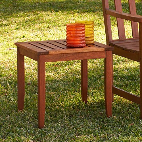Patio Furniture / Coffee Table, Upton Home Julian End Table in Natural Hardwood Color Finish OS5021CR (16 in. H x 17.75 in. W x 17.75 in. L)