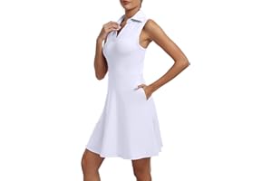 FKEEP Women's Golf Tennis Dress V-Neck with Shorts and Pocket Workout Athletic Dresses