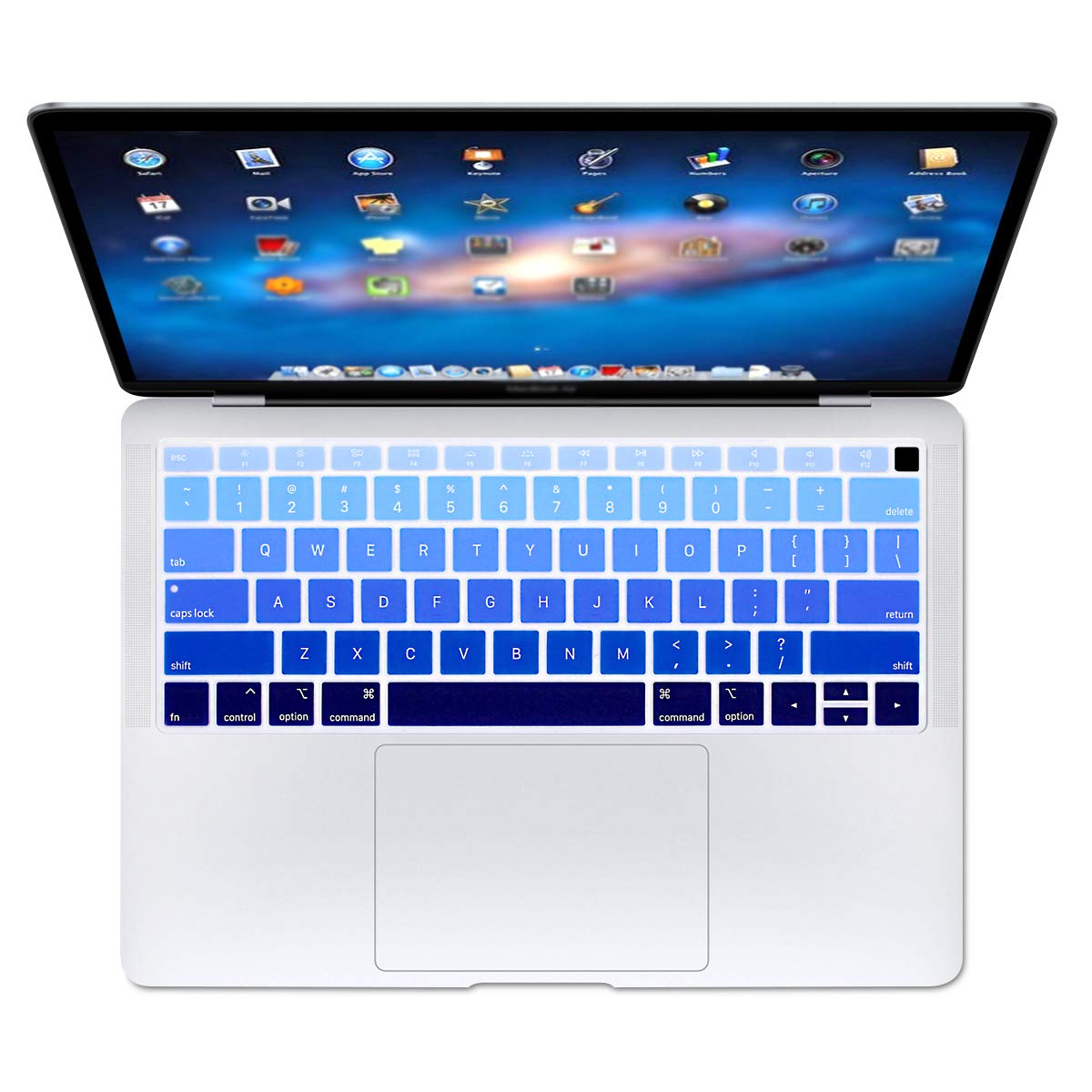 Se7enline compatible with MacBook Air Keyboard Cover 13 inch Soft Protector 2023 2022 2021 2020 2019 2018 for Mac Air 13-Inch with Touch ID with Retina Display. Model A1932 US Layout, Gradient Blue