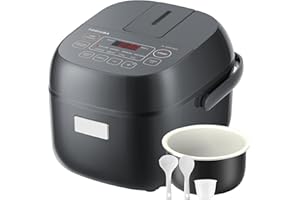 TOSHIBA Rice Cooker Small 3-Cup Uncooked– LCD Display with 8 Cooking Functions: Rice, Oatmeal, Mixed Grains and More, NonStic