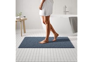 MAYSHINE Plush Shaggy Chenille Bath Mat | Extra Soft, Super Absorbent, Non-Slip Bathroom Rug | Fluffy Microfiber, Area Rug Sets for Bathroom Floor, Kitchen, Living Room | 47"x27" | Grey