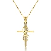 DS Faith Cross Necklace for Women - 18K Gold Plated stainless steel Christian Bible Verse Crucifix Pendant Necklaces| Religious Jewelry Gift for Mom, Sister& Friend (Mother's Day, Birthday)